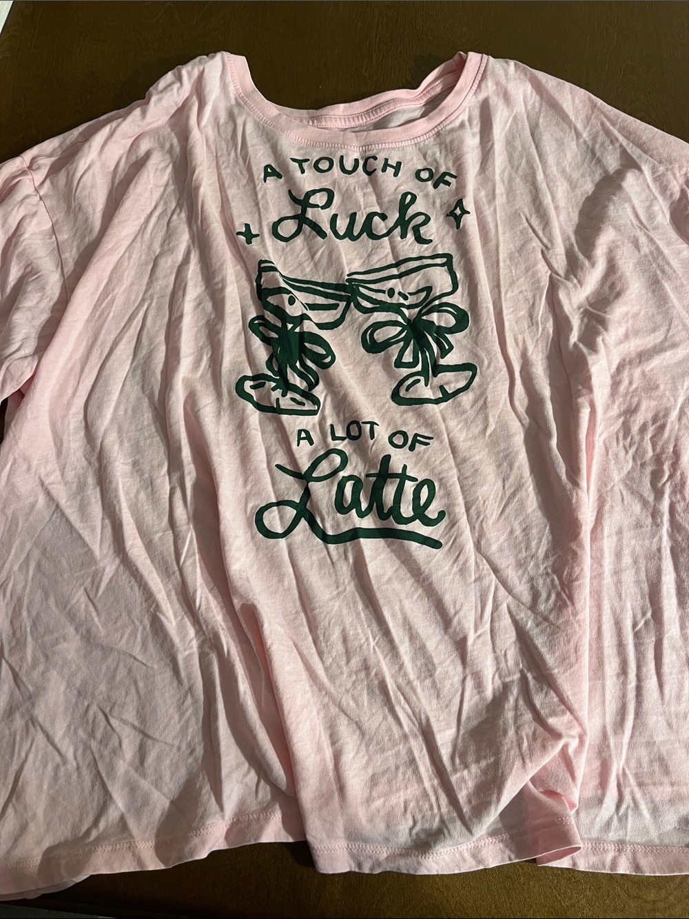 Pink Graphic Short Sleeve Tee with Green Print